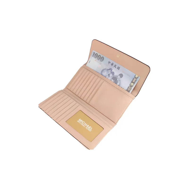 MICHAEL KORS Jet Set Travel Scratch Resistant Cow Leather Wallet Women's Nude Khaki Color-3