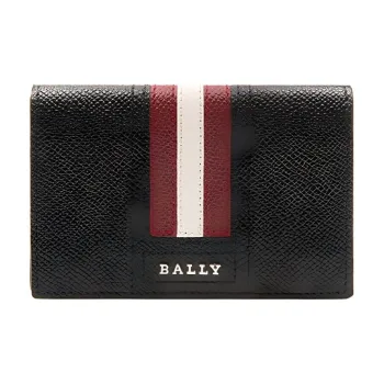 BALLY Cow Leather Wallet Card Holder Men's Black