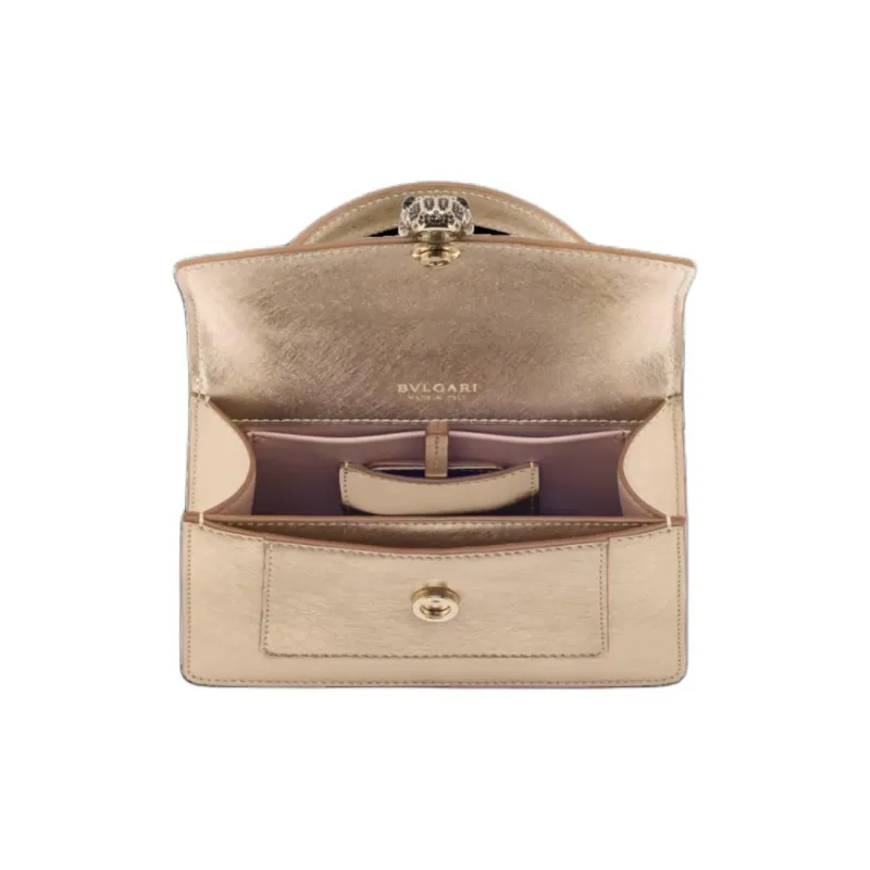 BVLGARI Calfskin Shoulder Bag Crossbody Bag Handbag Mini Women's Light Gold-2