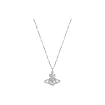 Vivienne Westwood Brass Saturn Logo Pendant Necklace Women's Silver