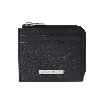 ARMANI EXCHANGEAE Buffalo Leather Card Holder Men's Black