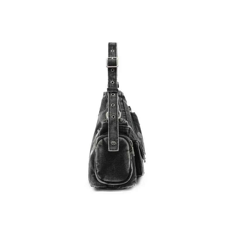 SMFK Twill Denim Fabric Shoulder Bag Regular Women's Wilderness Black-1