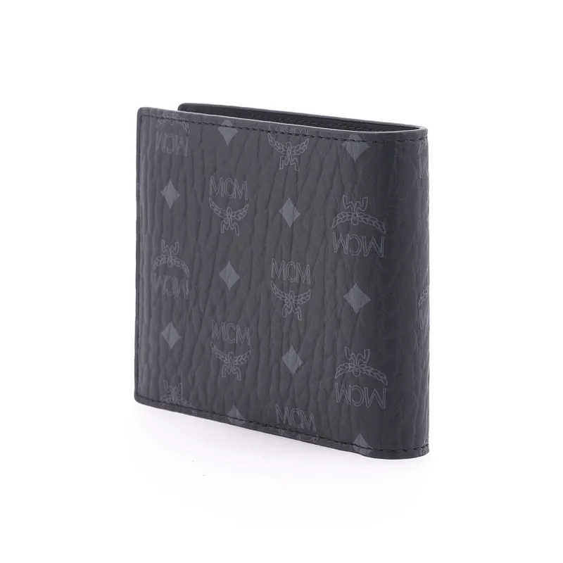 MCM Essential Visetos Origina Leather Card Holder, Wallet Regular Men's Black-3