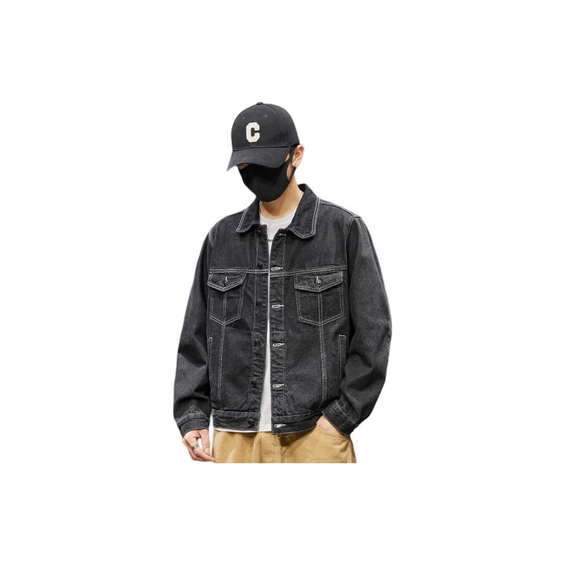 Tonlion Denim Jacket Men's Black-1