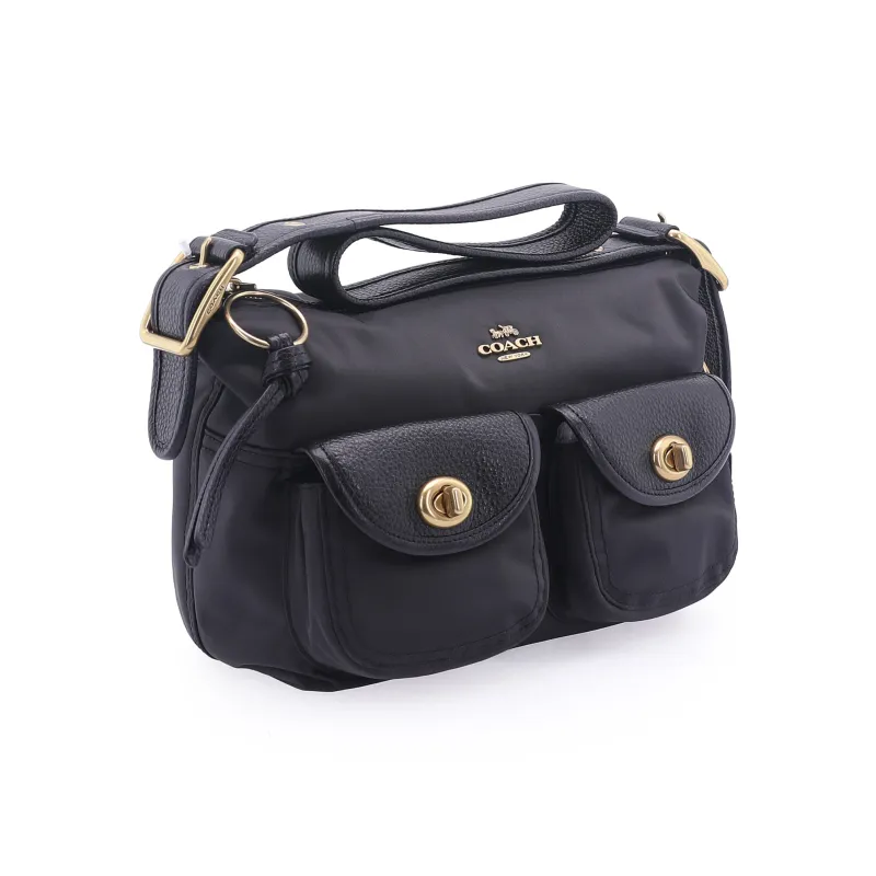 COACH Cargo Nylon Double Pocket Handbag Shoulder Bag Women's Black-1