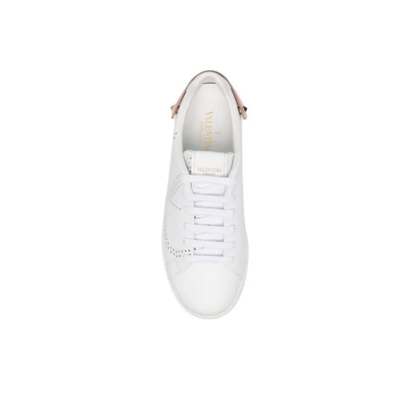 Valentino Backnet Skateboard Shoes Women's White Gold-4