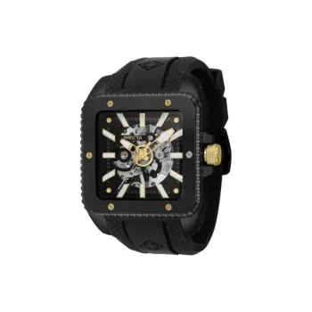 INVICTA Wrist Watch Mechanical Movement Silicone Strap 45mm Black Dial Men's Watches