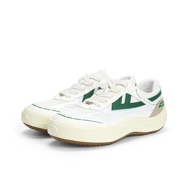 Warrior Anti Slip Wear Resistant Low Top Casual Shoes Unisex White Green-1
