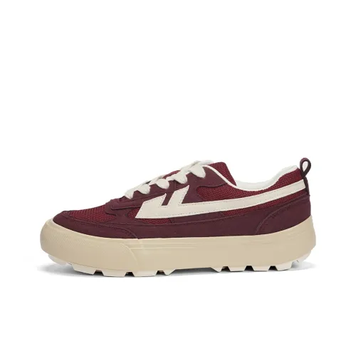 WARRIOR Casual Shoes Unisex Low-Top Burgundy/Beige