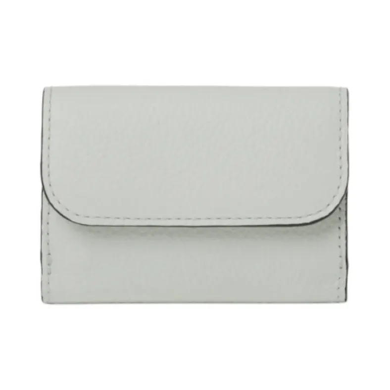 Chloe Alphabet Grained Calfskin Wallet Mini Women's Blue Mist-1
