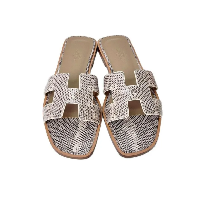 HERMES Slide Slippers Women's Wood Color-3