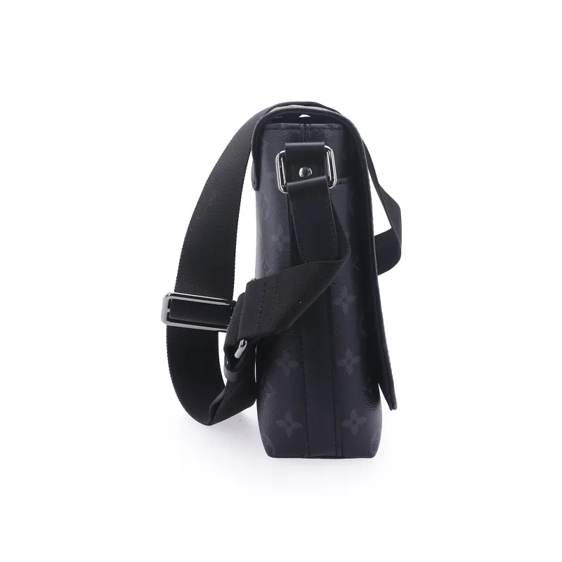 LOUIS VUITTON District Canvas With Leather Messenger Bag, Shoulder Bag, Crossbody Bag Trumpets Men's Black Gray-3