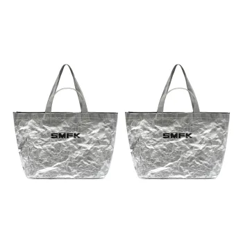 SMFK Double-Sided Hot Melt Woven Material One Shoulder Handbags Regular Women's Silver