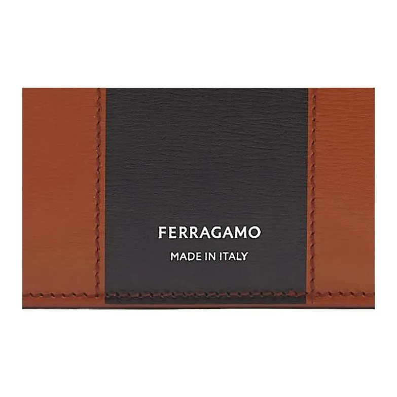 FERRAGAMO Calfskin Card Holder Men's Palm Color & Black-3