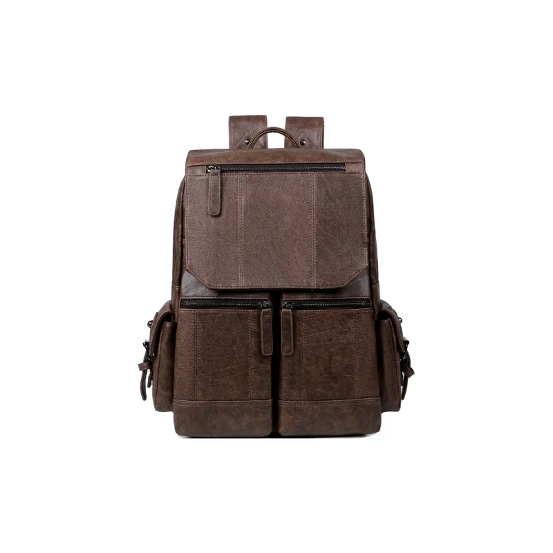 Yalu PU Backpack Regular Men's Black/Coffee/Brown-0