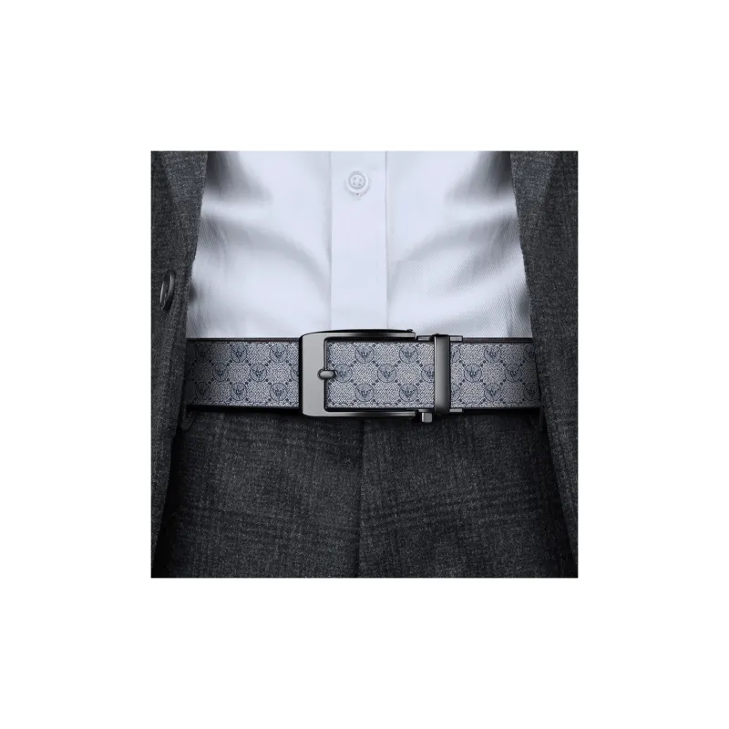 WilliamPOLO Outer PVC/Bottom Cow Leather Leather Belts Men's 3.5cm Width-4