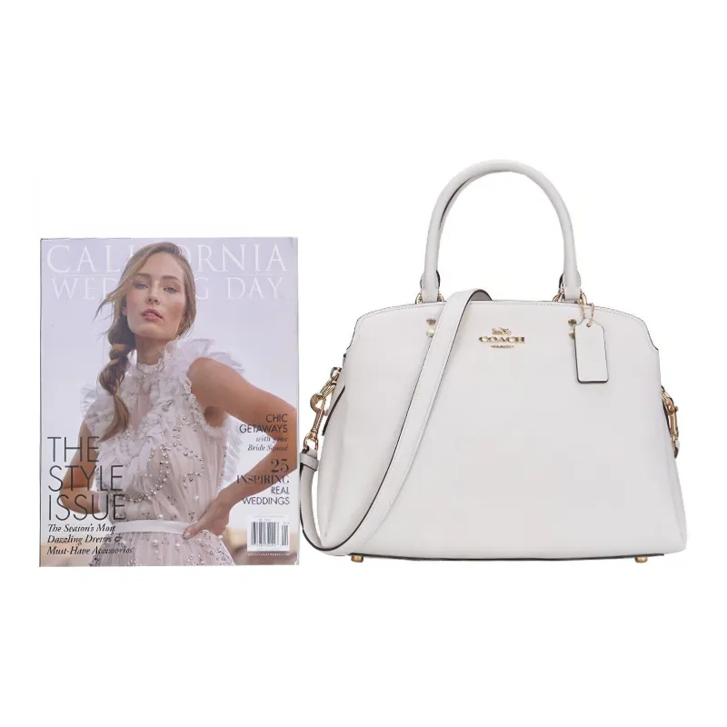 COACH Lillie Cow Leather Crossbody Handbag Large Size Women's White-5