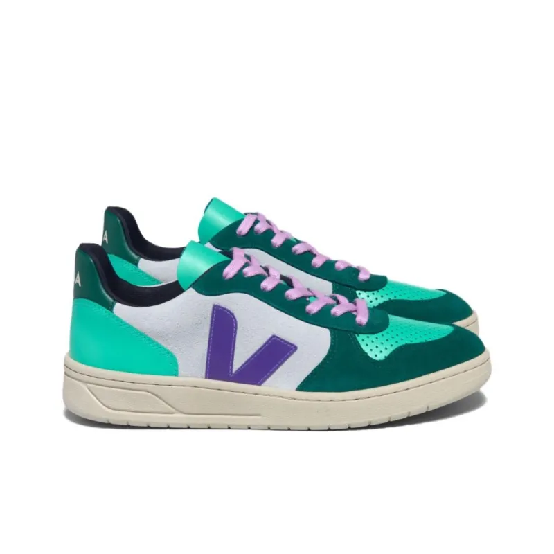VEJA V 10 Panelled Lace Up Sneakers-2