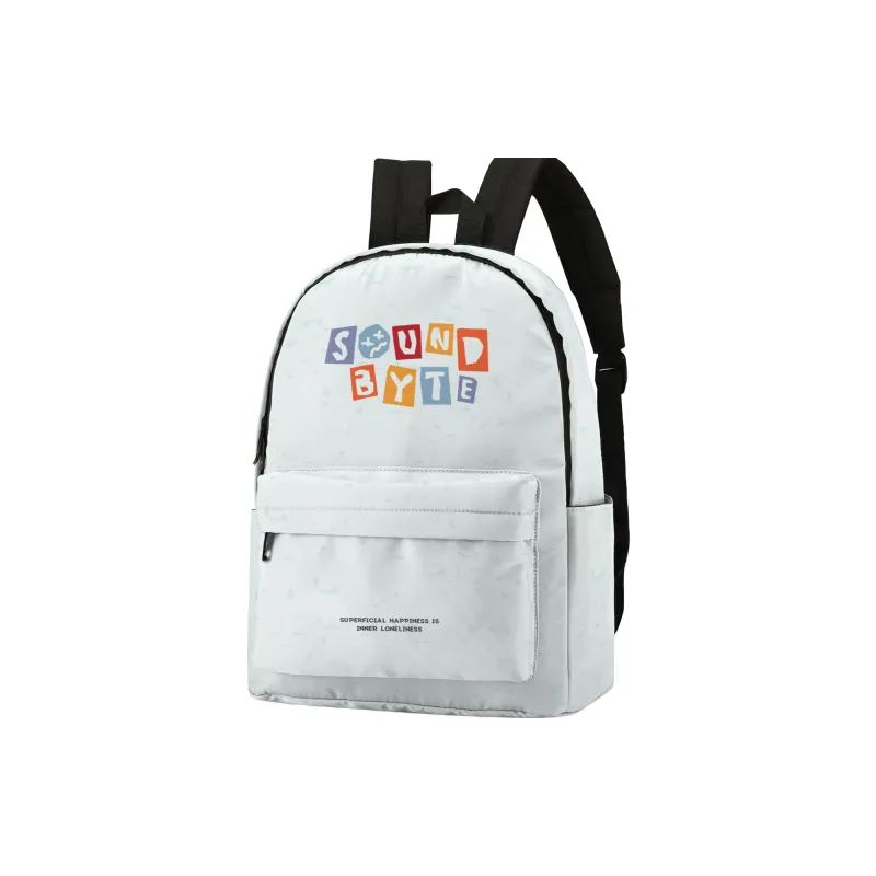 Soundbyte × ONRF Collaboration Polyester Students Backpack Laptop Bag Regular Unisex White-29