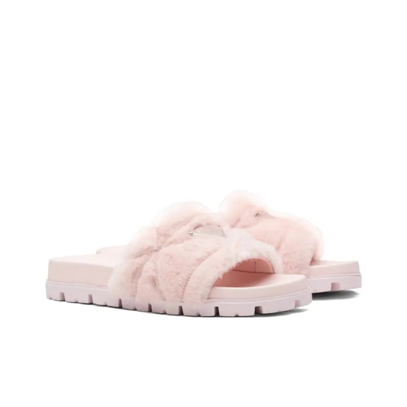 PRADA Quilted Slides Light Pink Fur-2
