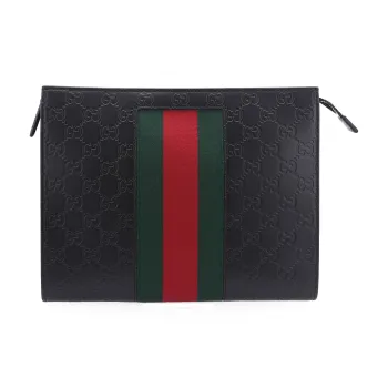 GUCCI Leather Clutch Men's Black
