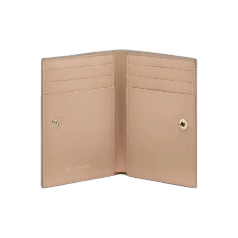 BVLGARI Calfskin Card Holder Women's Gray-2