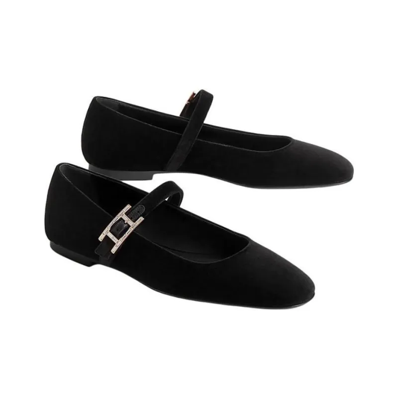 HERMES Jane Mary Jane Shoes Women's Black-3