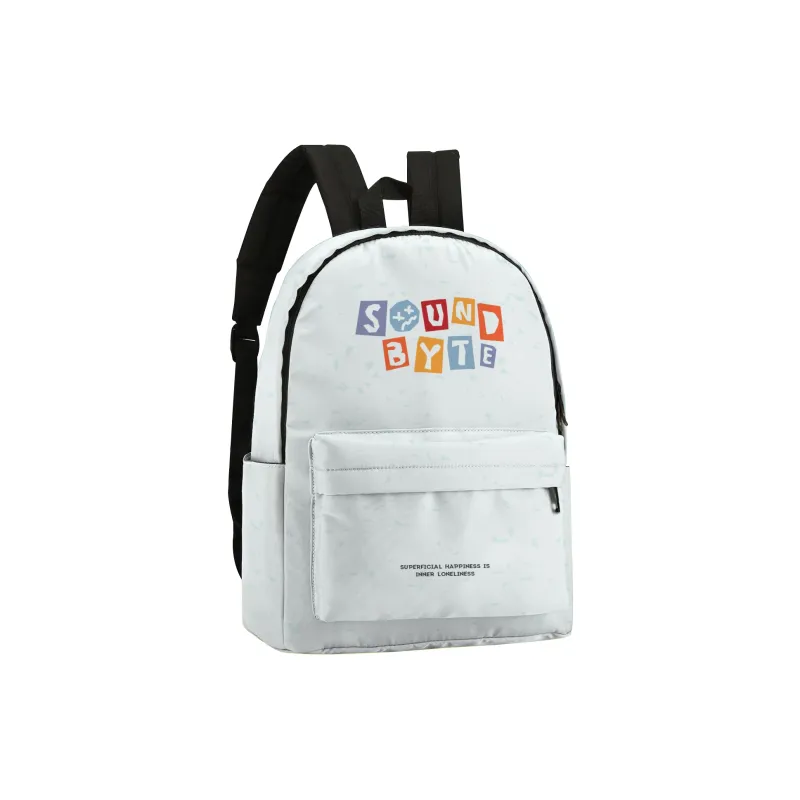 Soundbyte × ONRF Collaboration Polyester Students Backpack Laptop Bag Regular Unisex White-30