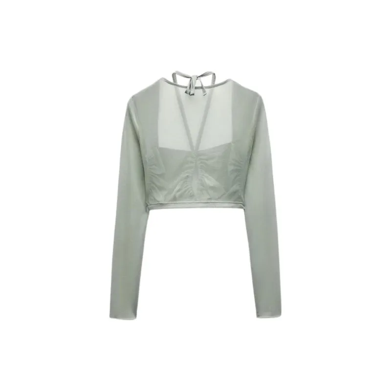 ZARA Crop Tops Women's Lake Green-1
