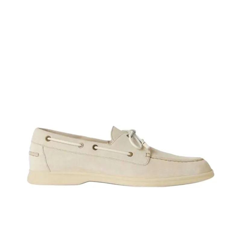 Loro Piana Sea Sail Walk Boat Shoes Men's Beige-1