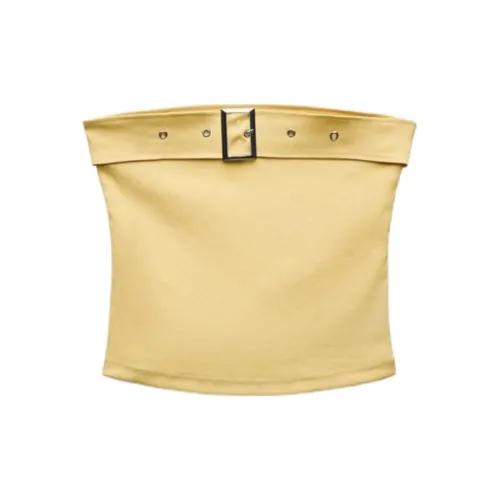 ZARA Strapless Tops Women's Yellow