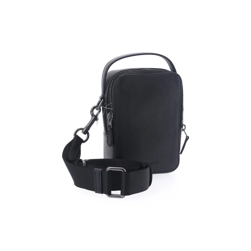 COACH Cow Leather With Leather Cell Phone Pouch, Shoulder Bag, Crossbody Bag Regular Men's Black-1