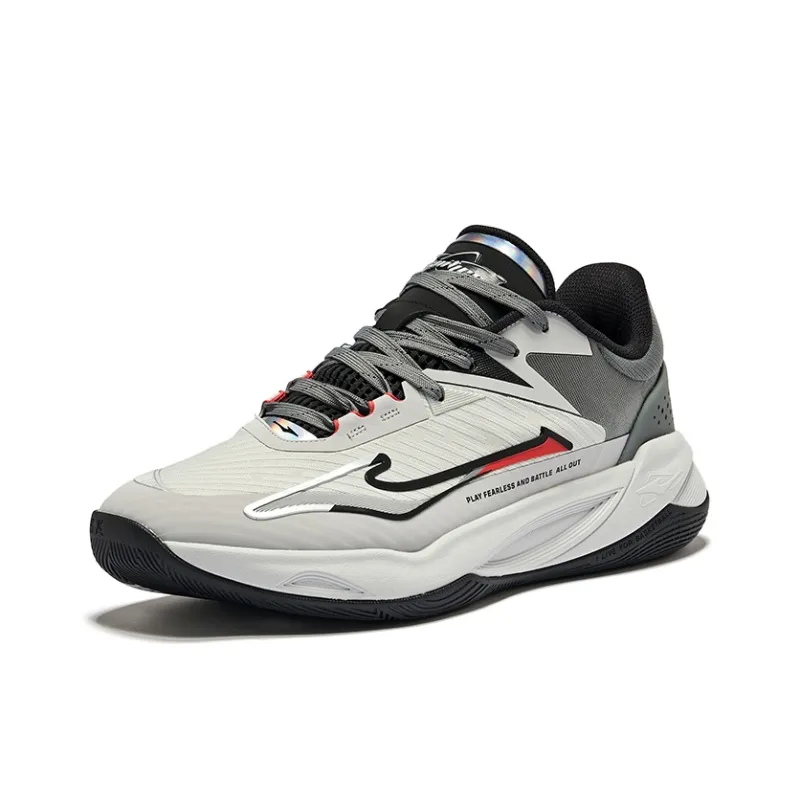 Erke Fearless 1.0 Grip Anti Twist Breathable Low Top Basketball Shoes Men's Mist Gray Steel Gray-2