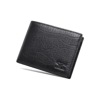 SEPTWOLVES Top Grain Cow Leather Wallet Money Clip Card Holder Men's Black