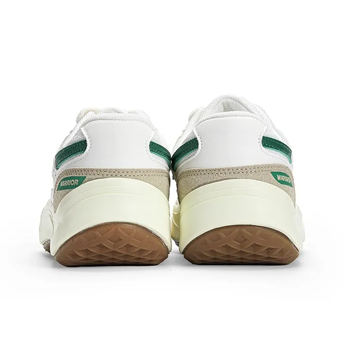 Warrior Anti Slip Wear Resistant Low Top Casual Shoes Unisex White Green-2