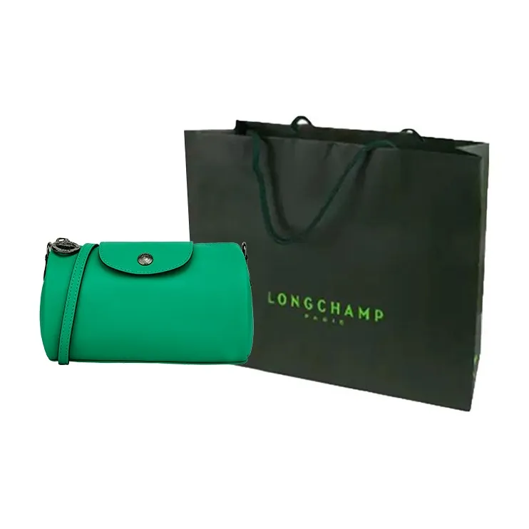 LONGCHAMP Le Pliage Xtra Cow Leather Cylinder Bag, Makeup Bag, Shoulder Bag, Crossbody Bag Women's Green-5