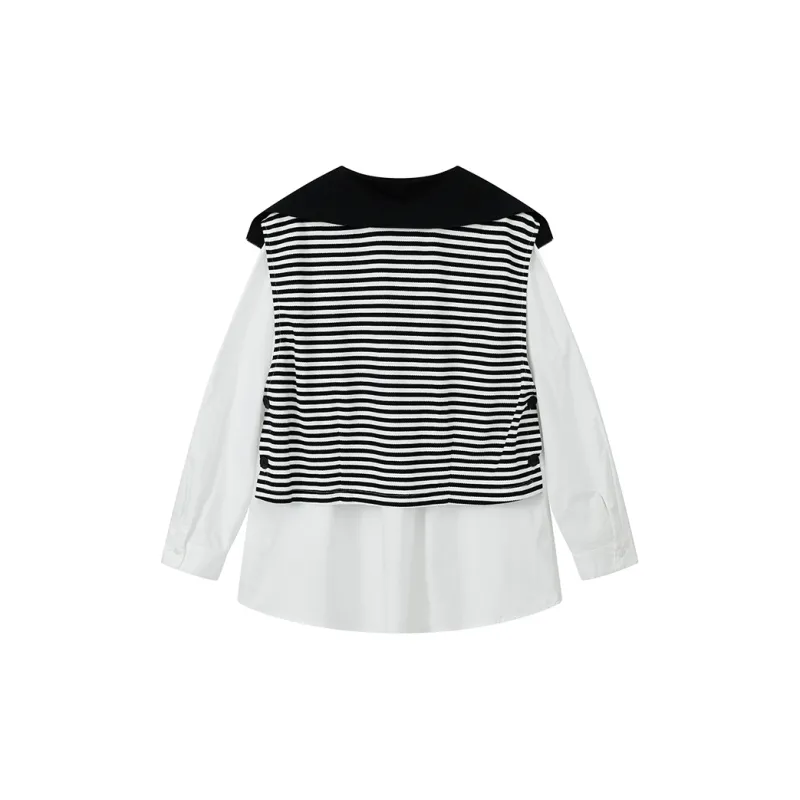 Yu Qianwen Shirt Women's Melodic Stripes-1