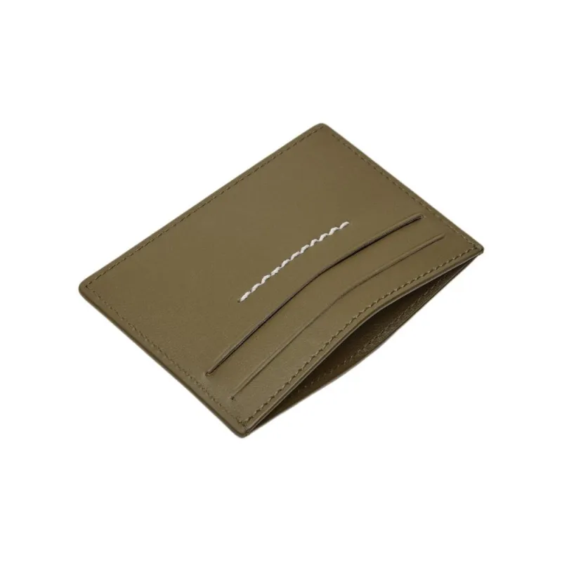 MM6 Maison Margiela Cow Leather Card Holder Women's Olive-3