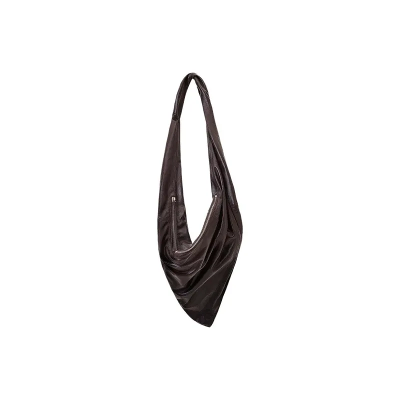 Lemaire Smooth Nappa Leather Scarf Bag, Crossbody Bag, Shoulder Bag Women's Dark Chocolate-0