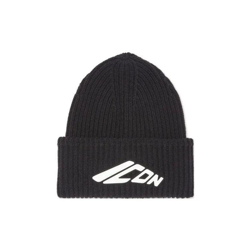 DSQUARED 2 Icon Appliqué Turn Up Hem Knitted Beanie-0
