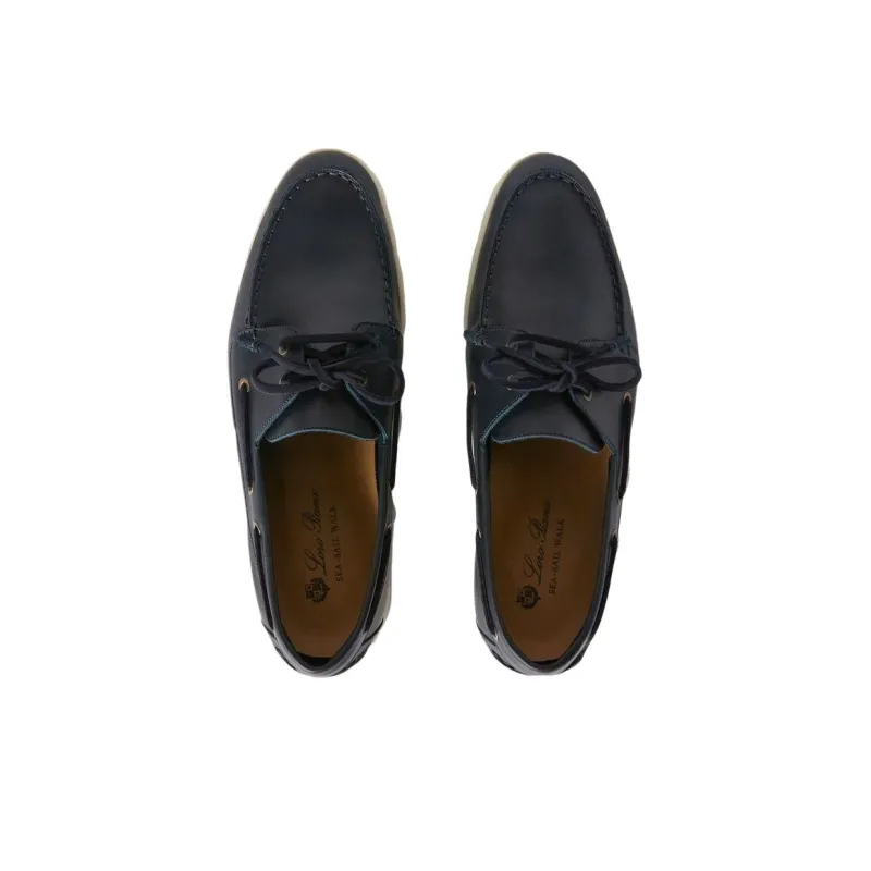 Loro Piana Sea Sail Walk Boat Shoes Men's Black-4