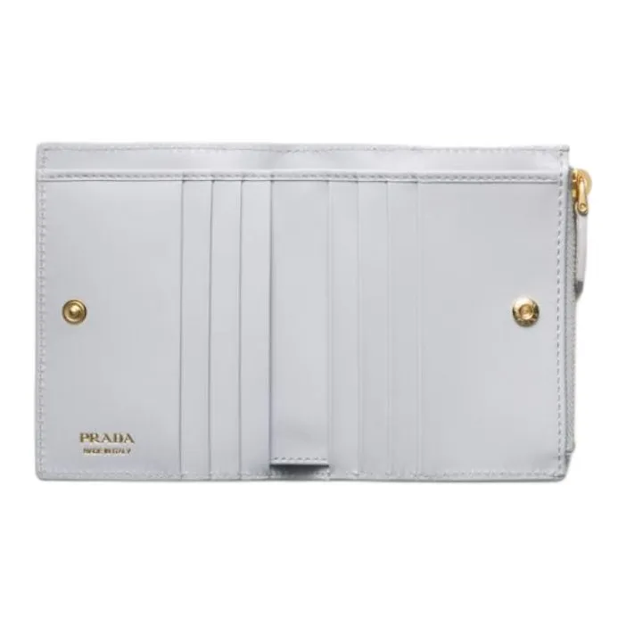 PRADA Leather Wallet Regular Women's Pearl Gray-3
