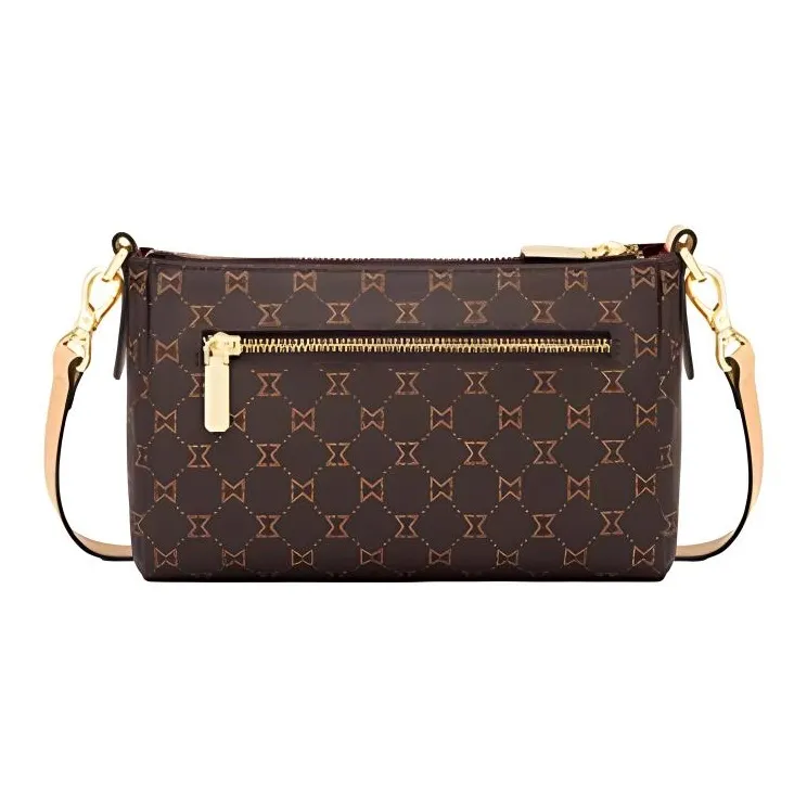 MashaLanti PVC Crossbody Bag Shoulder Bag Small Size Women's Dark Brown & Apricot-2