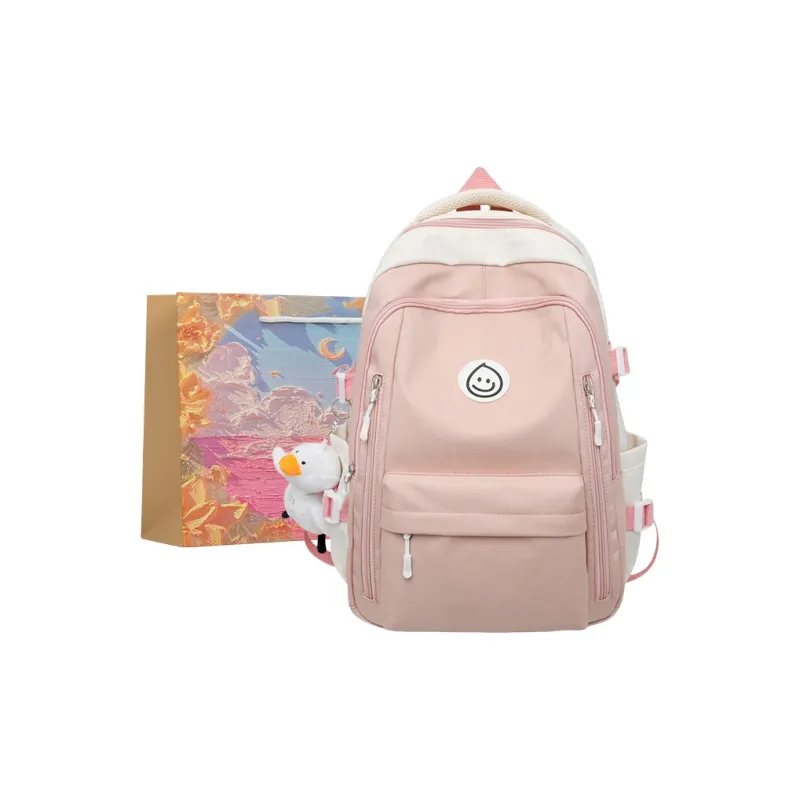 BRINCH Nylon Backpack Women's Black/Blue/Pink/Green-6