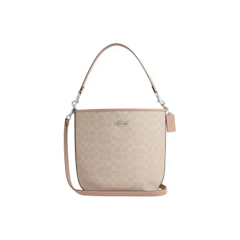 COACH City Signature Coated Canvas Canvas Bag Handbag Shoulder Bag Small Size Women's Sand