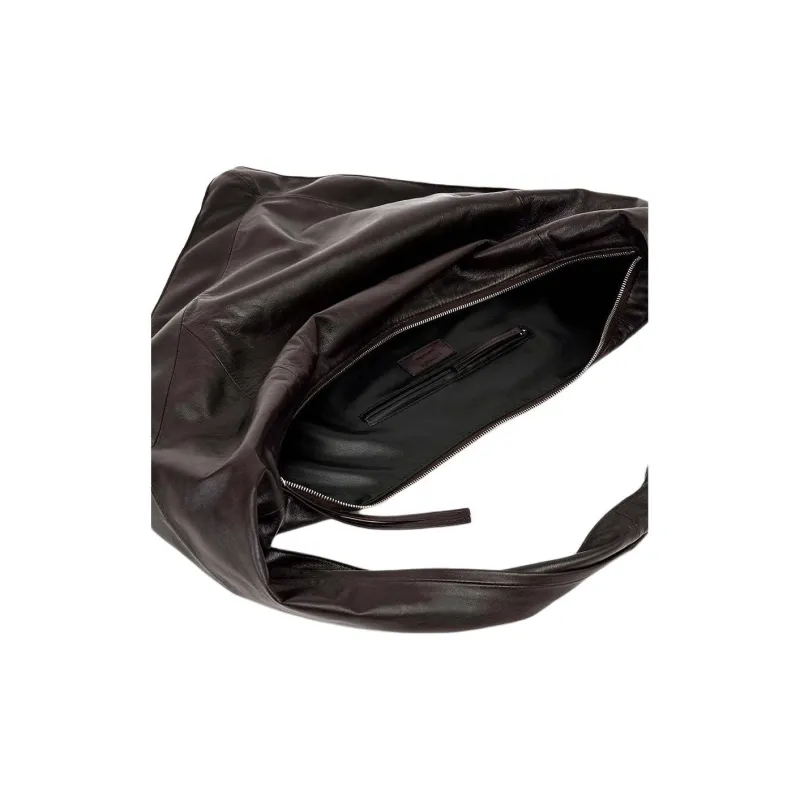 Lemaire Smooth Nappa Leather Scarf Bag, Crossbody Bag, Shoulder Bag Women's Dark Chocolate-2