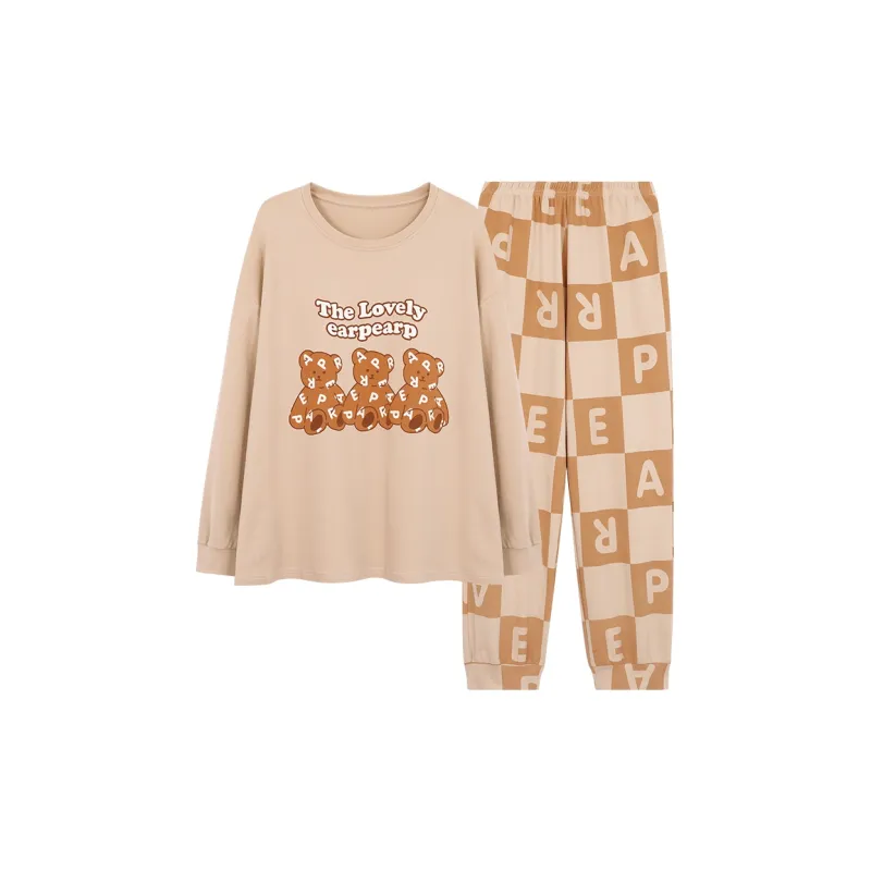 Maultiay Pajama Set Fall Women's Khaki-0