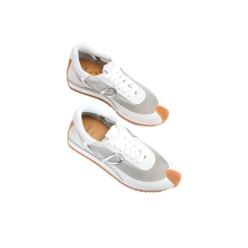 LOEWE Flow Runner Low Top Casual Shoes Men's White Silver-3