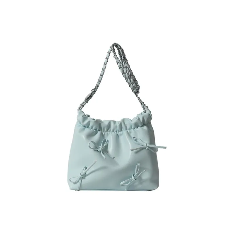 RKM PU Crossbody Bucket Bag Medium Size Unisex Black/Beige/Pink/Silver/Blue-0