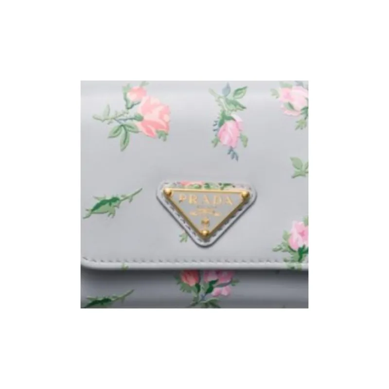PRADA Leather Wallet Women's Pearl Gray-4